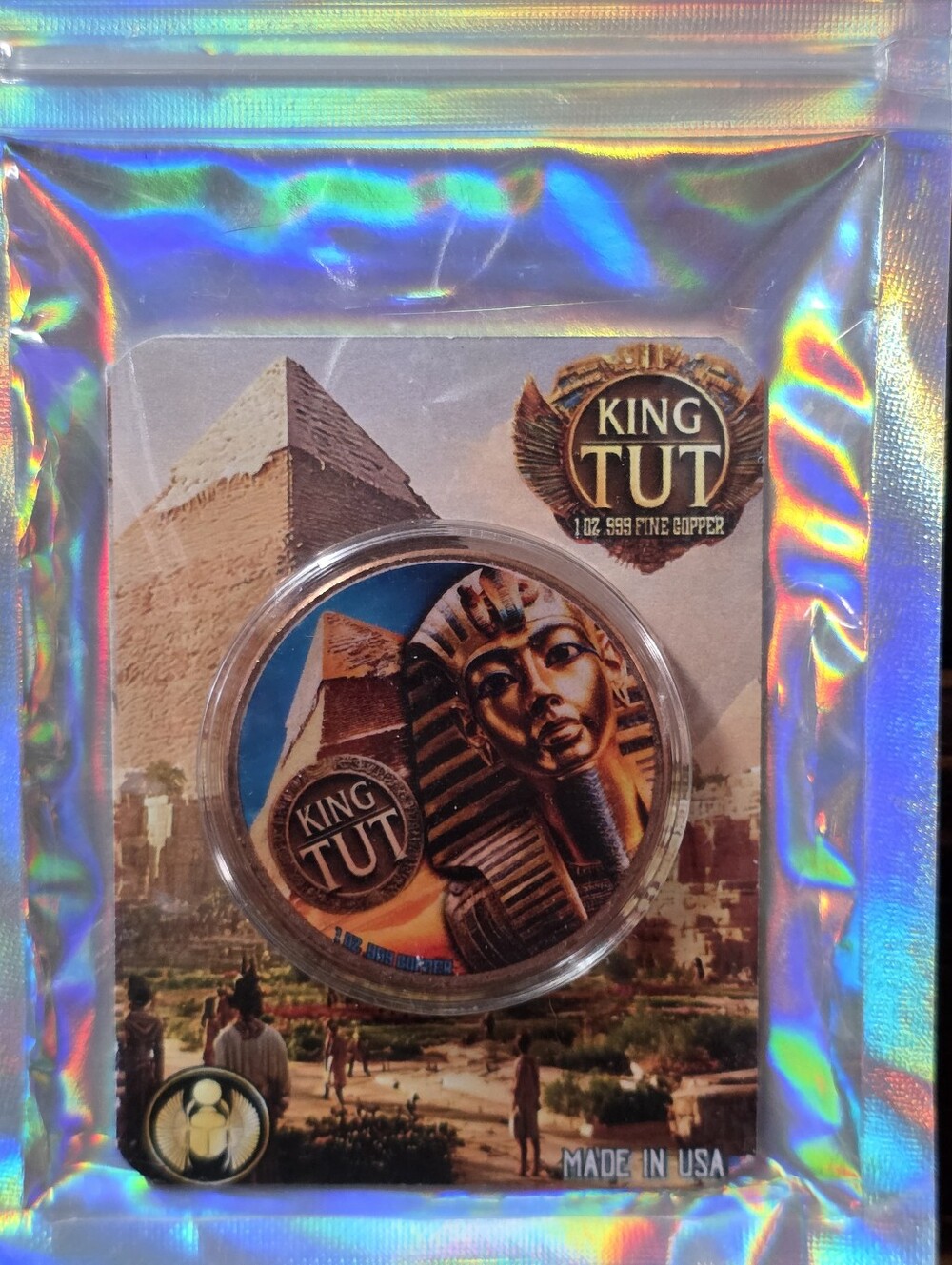 King Tut 1 oz .999 Fine Copper Round Egyptian Pharaoh Collectible